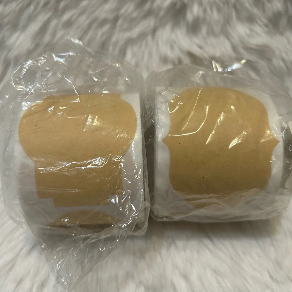 2 Rolls Blank Kraft Labels, Roll of 150 2